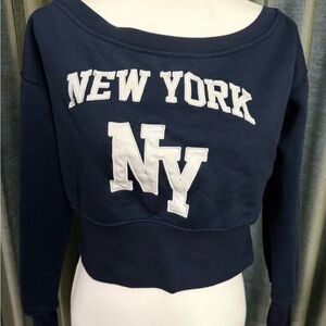NEW YORK NY Navy Cropped Sweatshirt